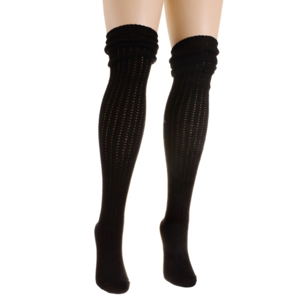 NEW K. Bell Black Over The Knee Socks Sweater Knit - Picture 2 of 5